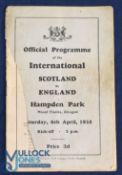 1935 Scotland v England international match programme at Hampden Park, Glasgow, 6 April 1935; covers
