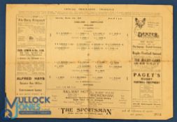 1924 England v Scotland Rugby Programme: The famous 'all Oxford' England threes. Some marks and wear