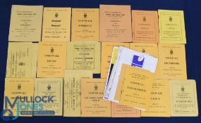 1950 on, Cornwall County Rugby Programmes (25): Mostly the familiar small but detailed yellow card