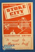 1952/53 Stoke City v Manchester Utd Div. 1 match programme 28 February 1953; good. (1)