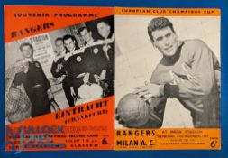 1957/58 Rangers v AC Milan European Cup match programme 27 November 1957 at Ibrox; 1959/60 Rangers v