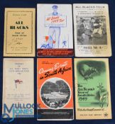 1949 NZ All Blacks Rugby Tour to S Africa Itineraries/Fixture Cards (6): Lovely collection of