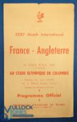 Scarce 1956 France v England Rugby Programme: 'French Flimsy' which has survived in pleasingly