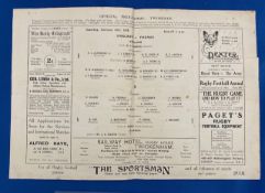 1924 England v France Rugby Programme: Fold out newspaper style. G for 100 years of age