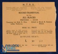 1960 NZ All Blacks Rugby Tour Match Ticket: Large orange stand ticket for the 18/06/60 Northern