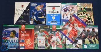 1957-2004 England Five Nations H & A Rugby Programmes (12): Scotland 1957 (signed Len Harvey) &