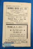1950/51 Shamrock Rovers v Aston Villa challenge match programme, 4 pages dated 26 May 1951; slight