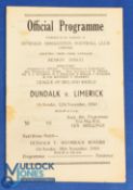 1950/51 League of Ireland Shield Dundalk v Limerick programme 12 November 1950, has small marks on