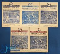 1955-59 England Rugby Final Trial Programmes (5): Still the pattern of pre-WW2 4pp cards, aerial