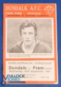 1981/82 Dundalk v Fram (Iceland) programme (ECWC) 30 September 1981 fair/good. (1)