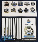 10x Newcastle United Football Danbury Mint Victory Metal Enamel Pin Badges, with 10 victory cards