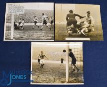 1950/51 black & white photographs press issues of Manchester City v Sheffield Utd 9 December 1950 at