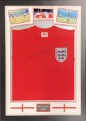1966 Sir Geoff Hurst World Cup Replica England Shirt, signed - Umbro replica shirt framed with