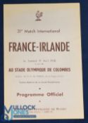 1958 France v Ireland Rugby Programme: Late Fifties French Flimsy in excellent condition