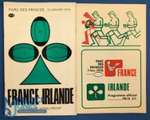 1974 & 76 France v Ireland Rugby Programmes (2): The Parc des Princes welcomed the Irish for the