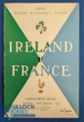 1955 Ireland v France Rugby Programme: Half page neatly cut out from the 1955, now magazine-style,