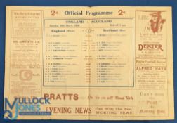 1926 England v Scotland Rugby Programme: The then-standard large foldout, inevitable folds but G/