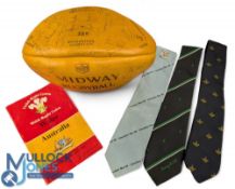1984 Welsh Rugby Squad Signed Ball etc (5): A full size, unused tan leather ball neatly signed in