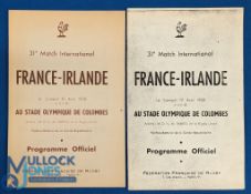 1958 France v Ireland Rugby programme: Another 4pp 'French Flimsy' from Colombes, comes with a