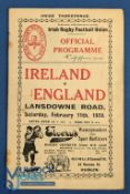 1928 Ireland v England Rugby Programme: 16pp Lansdowne Road issue, staple rust, otherwise VG