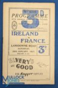 1947 Ireland v France Rugby Programme: Grubby to centre pp. otherwise G as a glory era in Irish