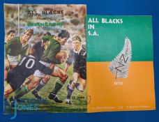 1970 All Blacks in S Africa Rugby Preview Brochures (2): Two different, packed and attractive issues