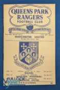 1954 Reg Allen benefit match programme Queens Park Rangers v Manchester Utd 29 March 1954; team