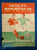 1955/56 Glasgow Celtic v Manchester Utd Cheshire Homes fundraiser souvenir programme 16 April