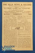 1946/47 Aston Villa v Manchester Utd Div. 1 4 page match programme 2nd November 1946; no writing,