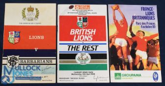 1977, 86 & 89 British & I Lions Unusual Rugby Programmes (3): The Lions do not often play in the
