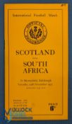 1951 Scotland v South Africa Rugby Programme: Astonishing 44-0 home defeat by the rampaging 'Boks.