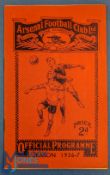 1936/37 Arsenal v Manchester City football programme 5 Dec, light folds, creases apparent, G