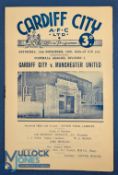 1952/53 Cardiff City v Manchester Utd Div. 1 match programme 15 November 1952; good. (1)