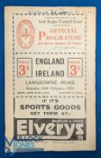 1932 Ireland v England Rugby Programme: 20pp, again from Dublin, score marked to front. o/wise a