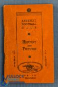 1938/39 Arsenal Football Club History and Fixtures booklet pocket size, softback, light creases, o/w