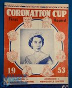 1953 Coronation Cup match programme double issue Rangers v Manchester Utd and Aberdeen v Newcastle