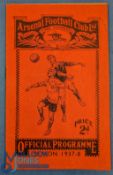 1937/38 Arsenal v Preston North End football programme 11 Dec, light creases, folds o/w in G overall