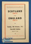 1955 Scotland v England U23's match programme at Clyde FC Shawfield Stadium 8 February 1955 match