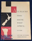 1960 South West Africa v NZ All Blacks Rugby Programme: Scarce 44pp issue from Windhoek, with even