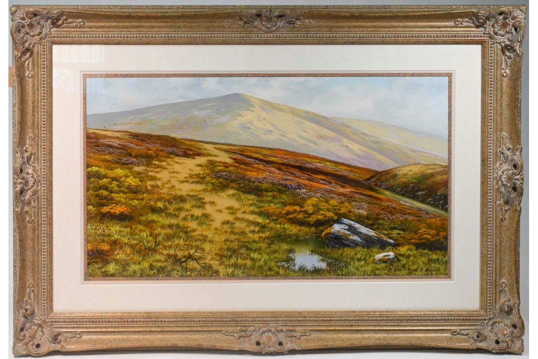 Brian Horswell, oil on canvas 'Dartmoor' landscape, signed, framed, in swept gilt framed, overall