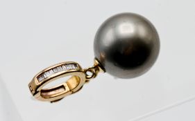 A 9ct gold diamond and pearl pendant, in an original box 