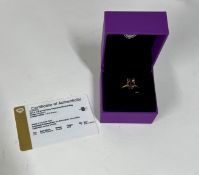 A 9k fancy Tourmaline square shape ring, size S, with certificate of authenticity.