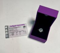 A 9k Santa Maria aquamarine and diamond ring, size S/T, with certificate of authenticity.