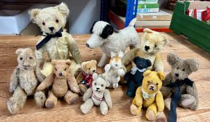 Collection of teddy bears and other animals. 11 in total to include 24cm Steiff bear, 12 cm Steiff