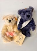 A set of two Steiff 'Bears of the Week' series teddy bears, to include Tuesday's Bear (blonde) and