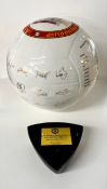 A Manchester United Champions porcelain football Trophy, official merchandise, Barclays partnership,