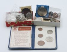 A small collection of mixed coins to include British First Decimal Coins, 1965 Churchill coin, mixed