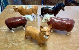 Beswick champions bull together with four other animals including Beswick Corgi and Sabrina's Sir