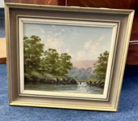 George Horne, 'The Doone Valley' signed oil, overall size 28cm x 33cm