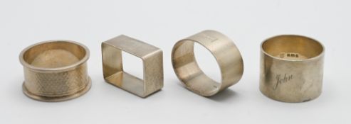 Four silver napkin rings 4.89oz